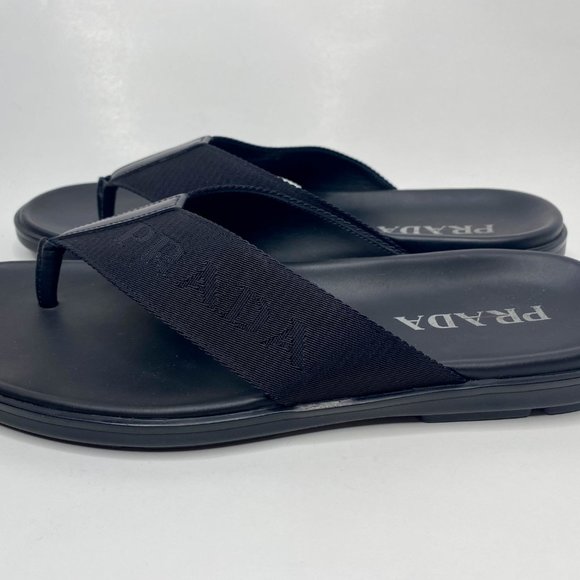 Prada Other - Men's Prada Logo Black Flip Flop Sandals Size 9